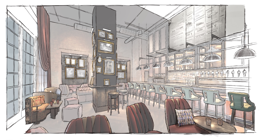 A sketch of the Backstage Bar