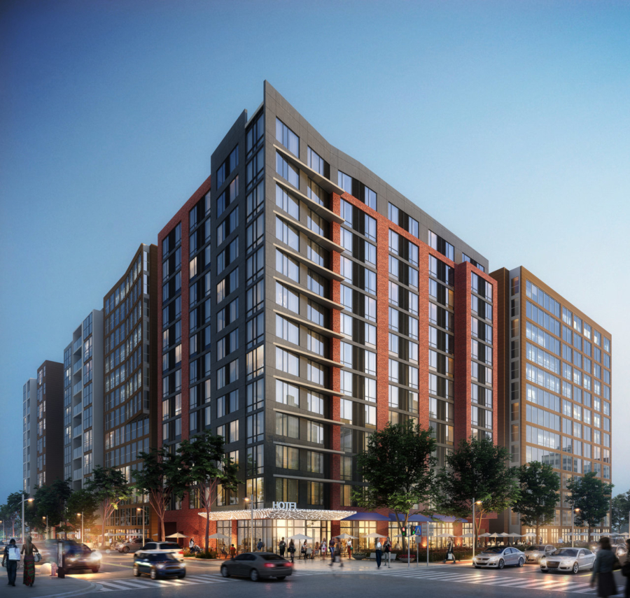 Rendering of the Holiday Inn Express in Mount Vernon Triangle