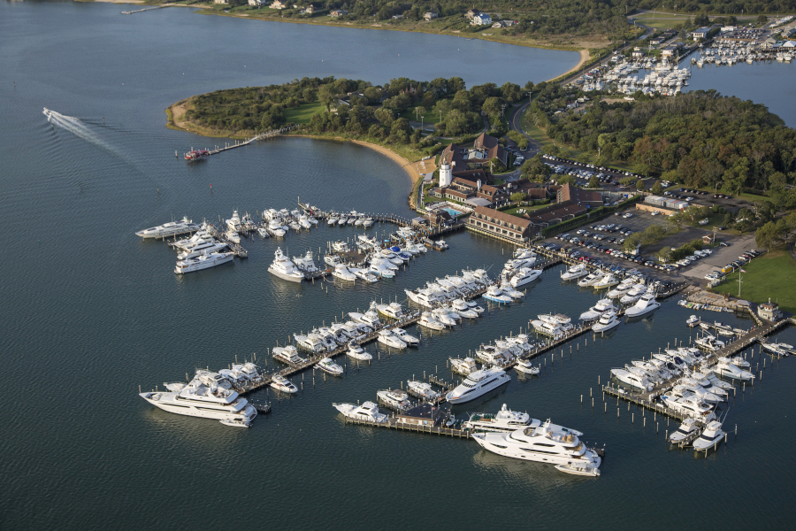 An aerial view of Gurneys Star Island Resort  Marinas marina