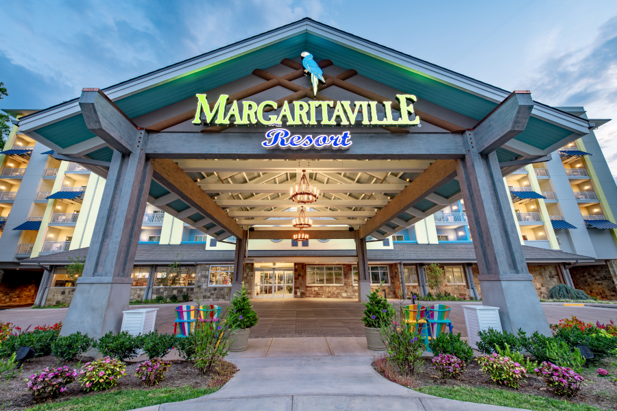 The front entrance of the Margaritaville Resort Gatlinburg 