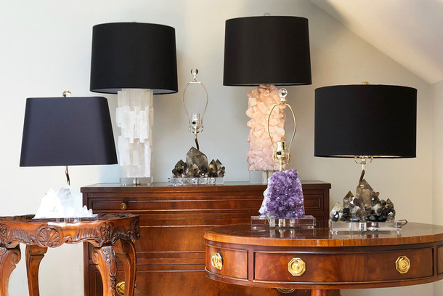 Designed by Oneka Benn Schwartz each table lamp was handcrafted by the designer herself 