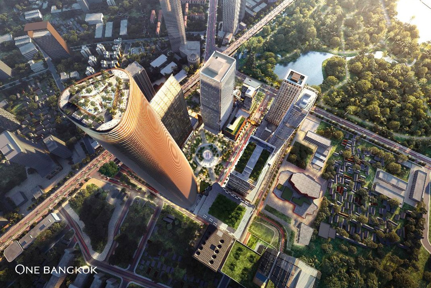 Urban designer Skidmore Owings  Merrill and Thai architectural firm A49 created the One Bangkok mixed-use development