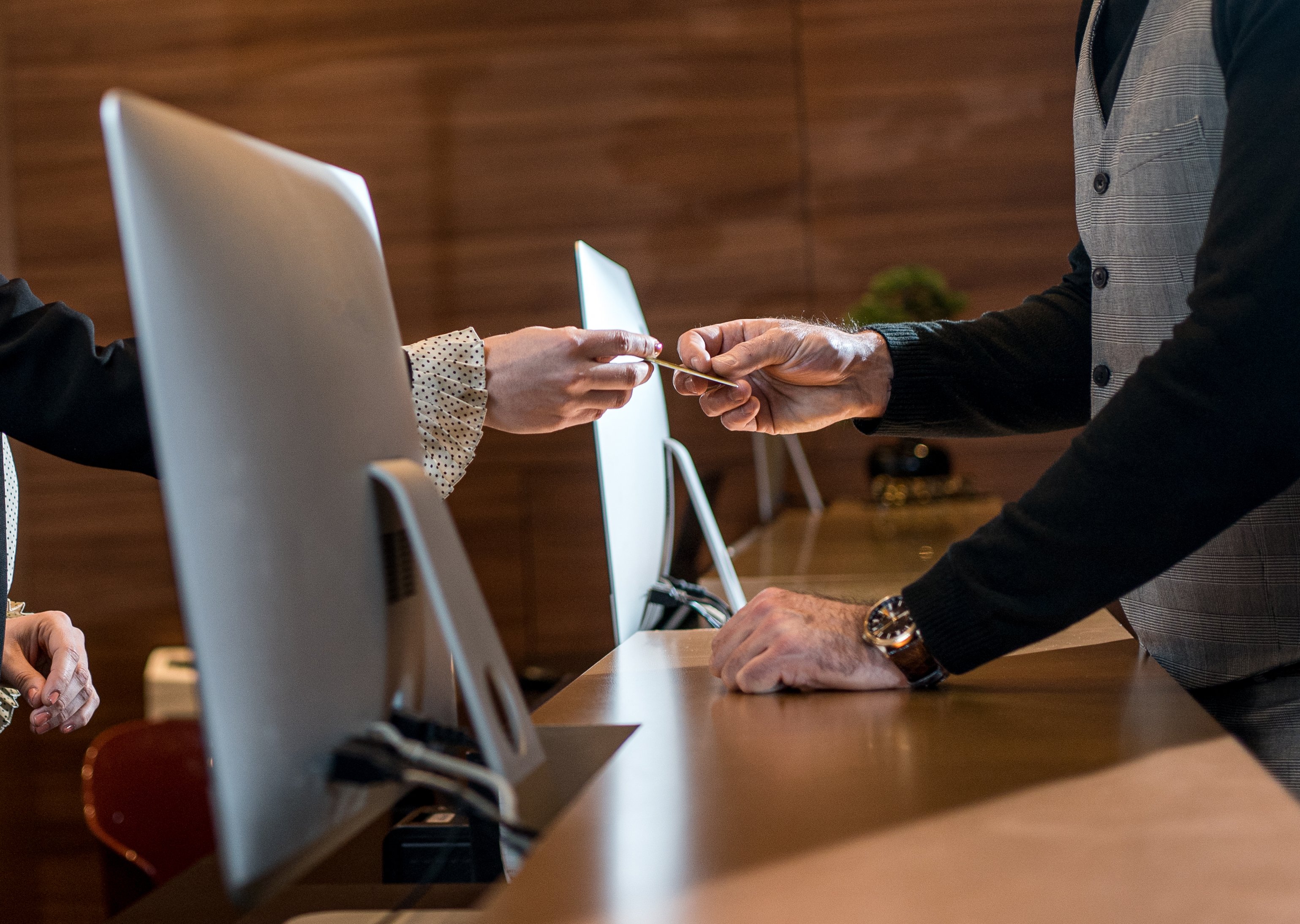 Hotel front desk card