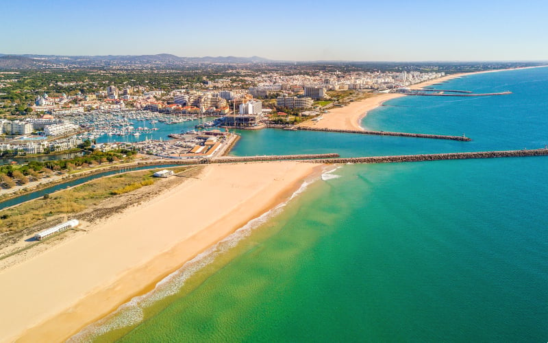 Aerial view of luxurious and touristic Vilamoura Algarve Portugal