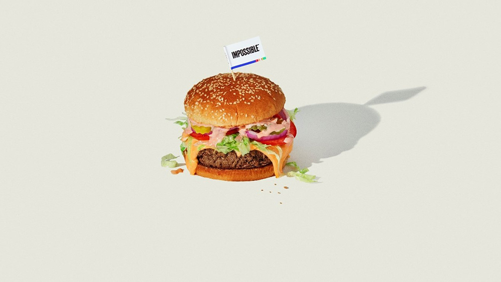 Impossible Burger on white background