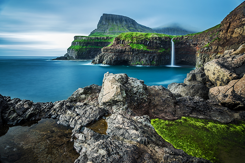 Faroe Islands Gasadalur waterfall