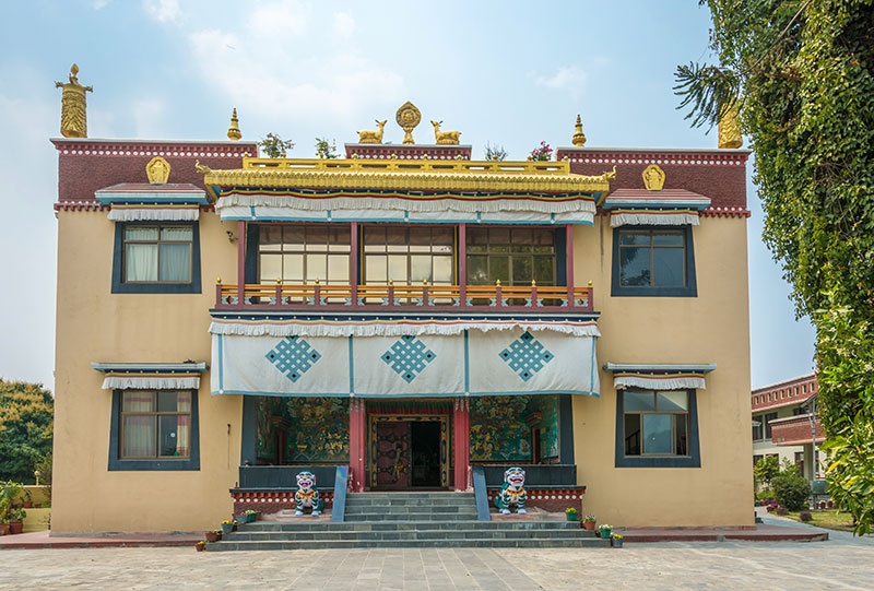 Main gompa or temple in Kopan monastery Kathmandu Nepal
