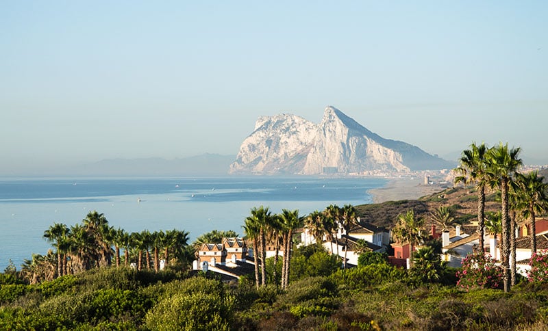 Landscape with the rock of Gibraltar in the background