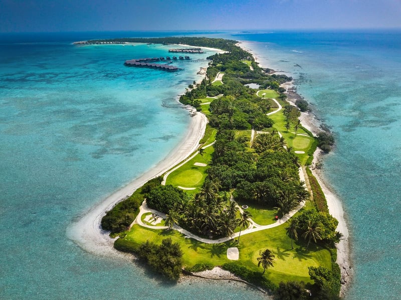 Overhead view of Shangri-Las Villingili Resort  Spa Maldives Golf Course 