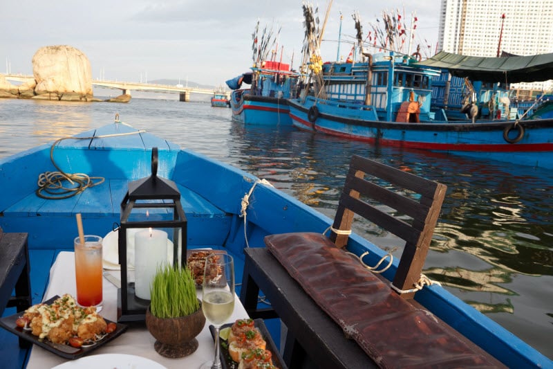 The cruise caters to up to eight passengers aboard a traditional wooden Vietnamese fishing boat