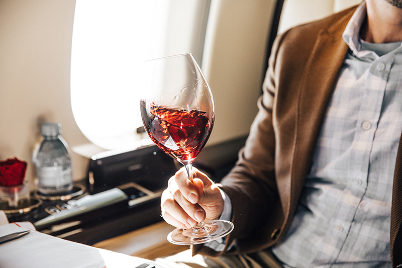 red wine on a plane