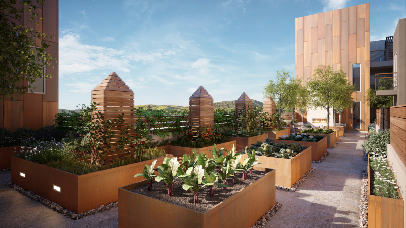 A rendering of Hotel Serras Edible Gardens