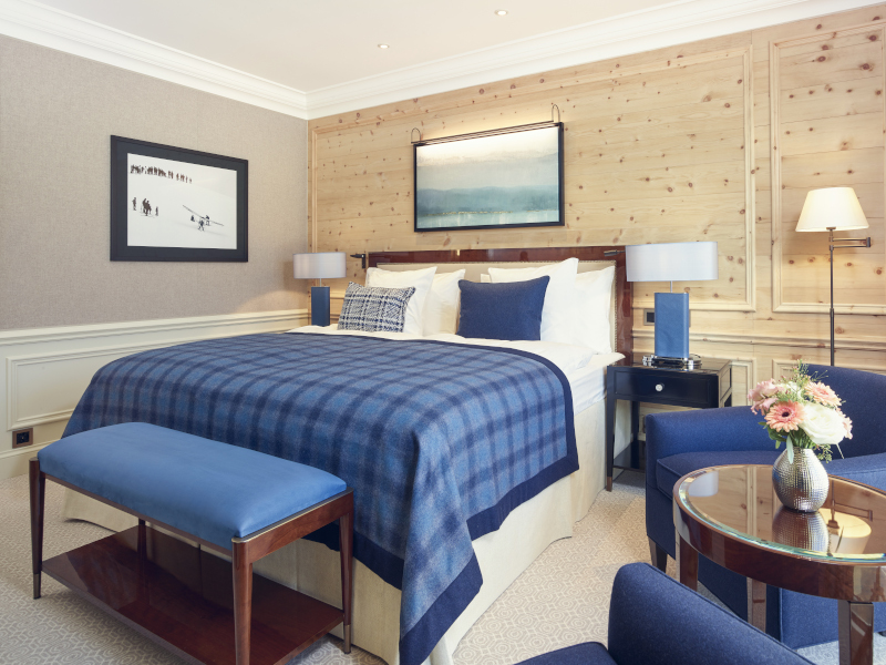 Image of blue bed in newly designed room 