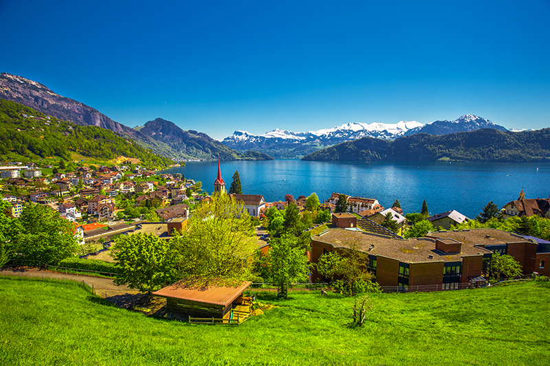 Village Weggis Lake Lucerne Switzerland 