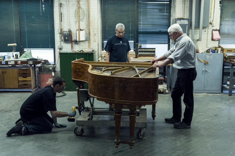 Piano from Waldorf Astoria New York getting worked on 