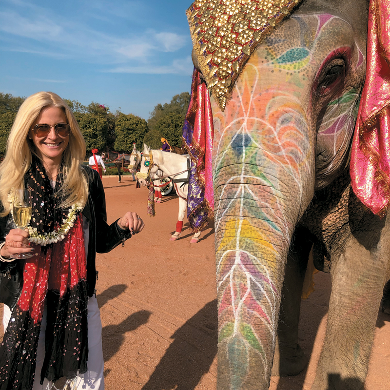 Kendra Thornton enjoys a royal elephant welcome in the Pink City of Jaipur 