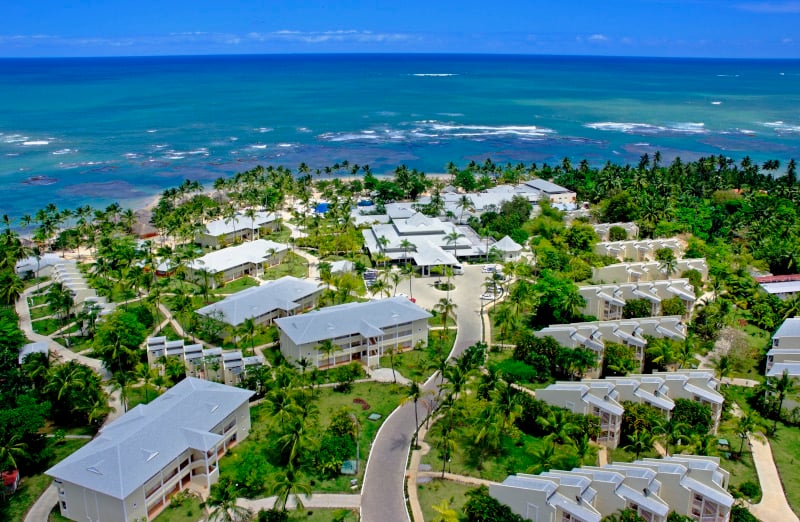 Resort encompassed by the Caribbean 