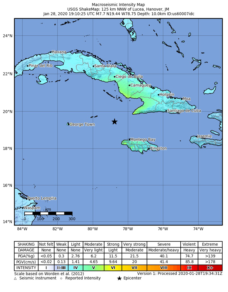 Cuba Jamaica earthquake