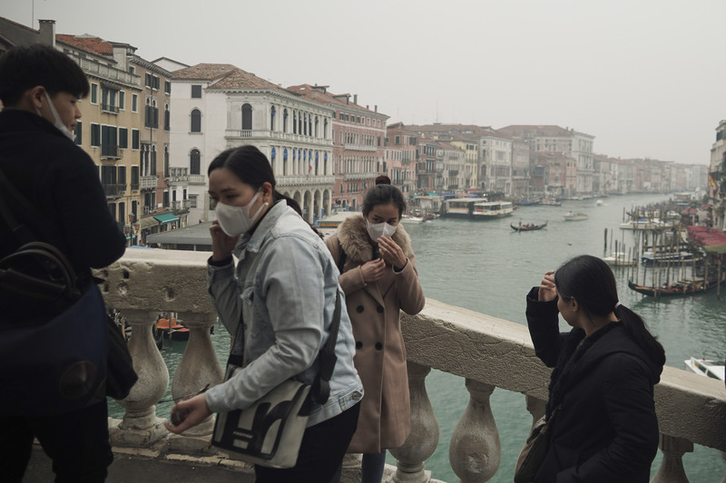 People with masks in Venice due to Coronavirus