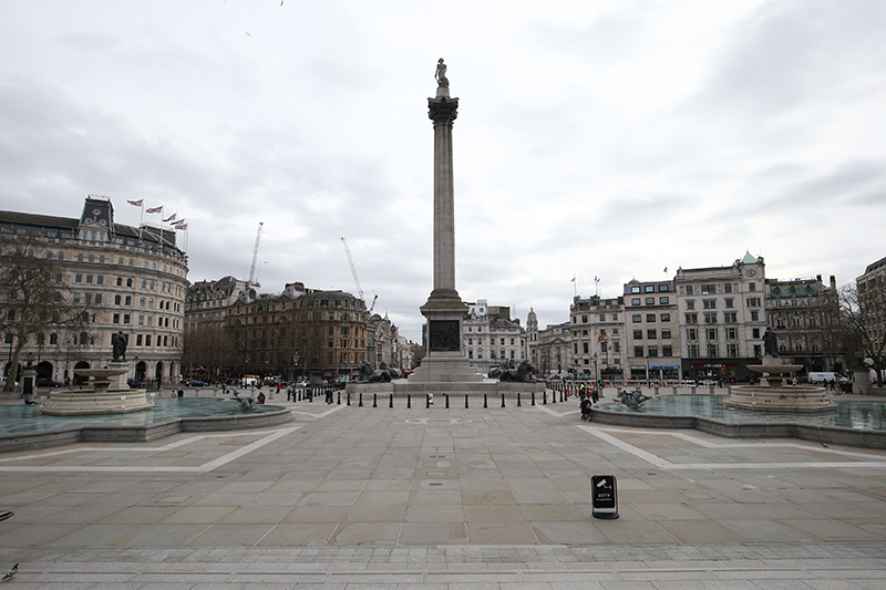 Trafalgar Square London during coronavirus pandemic