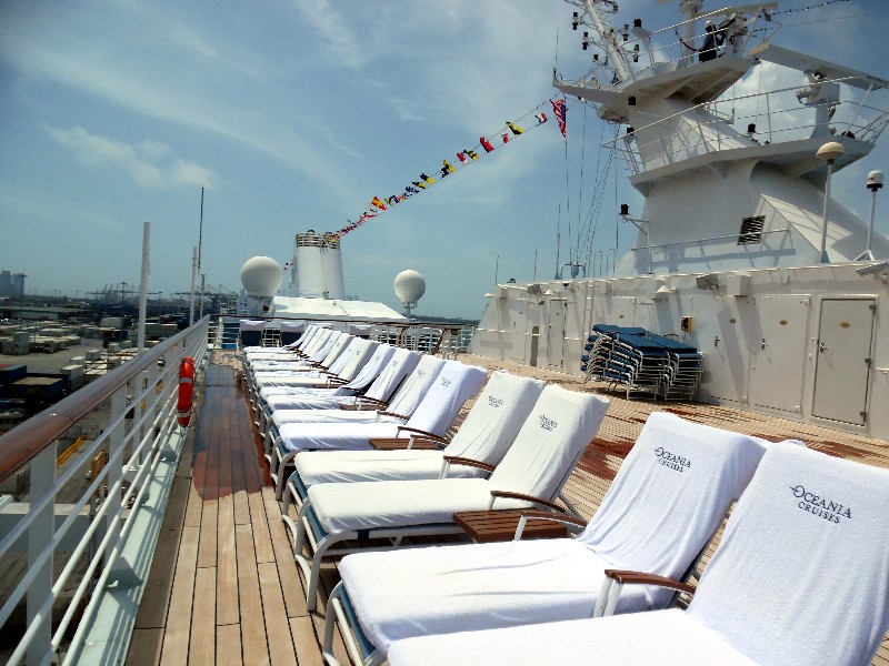 Oceania Cruises Sirena Loungers top deck Copyright by Susan J Young Editorial Use Only