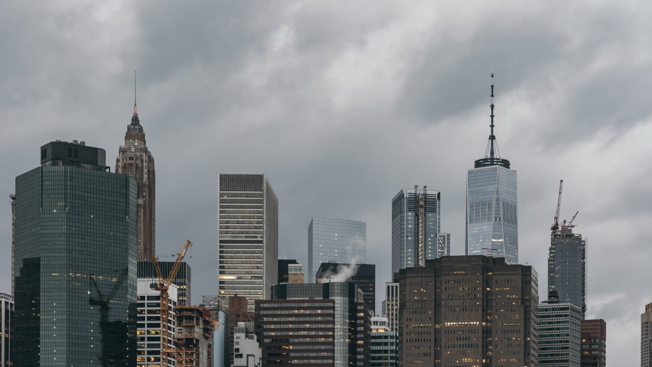 Grey skies over New York City