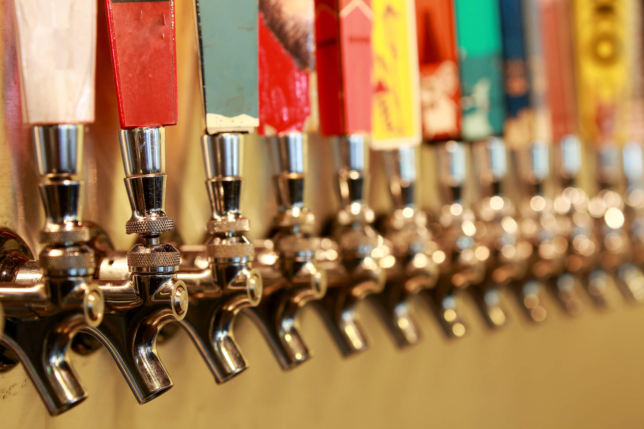 Colorful beer taps