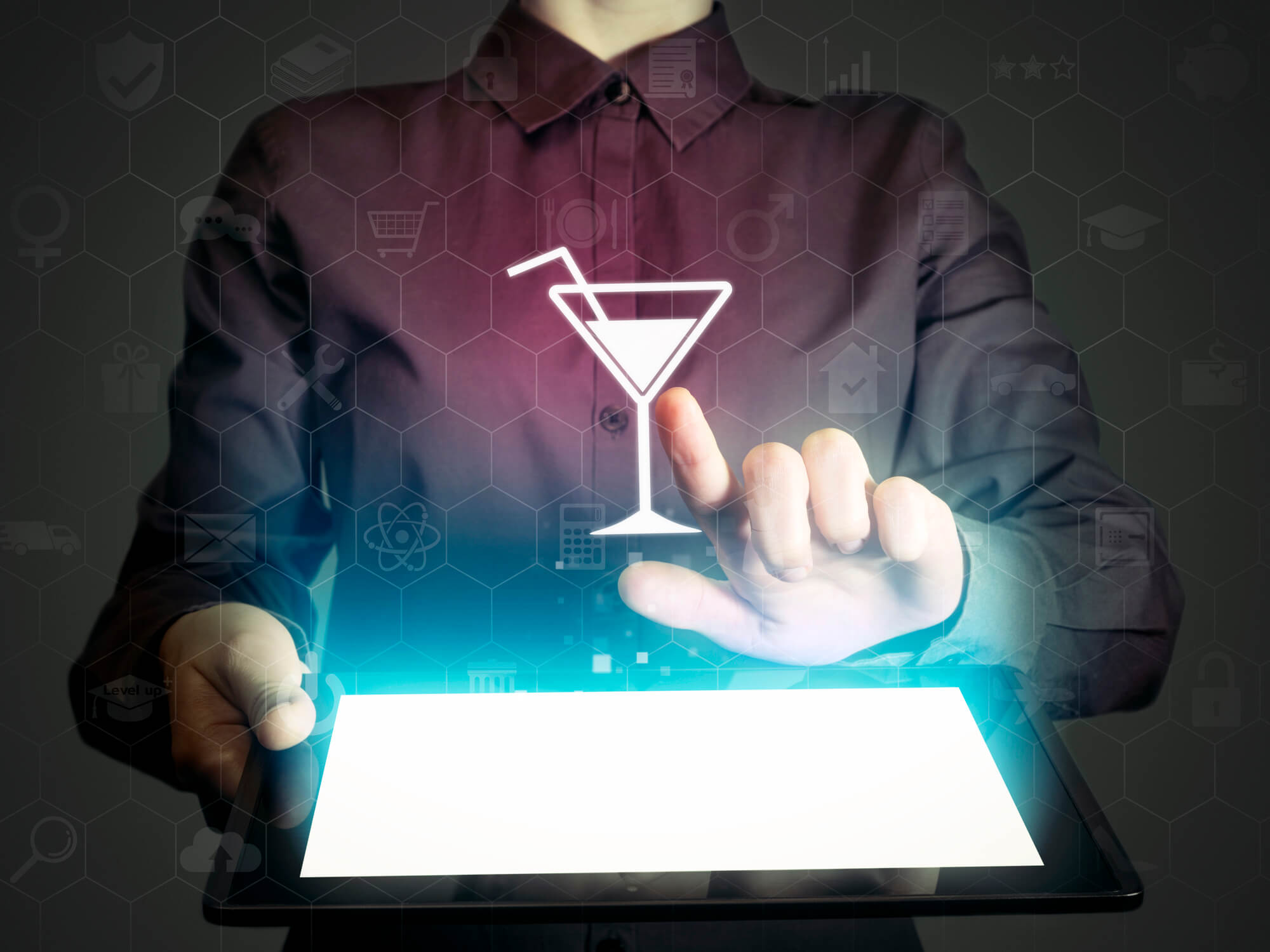 Digital cocktail menu on a tablet