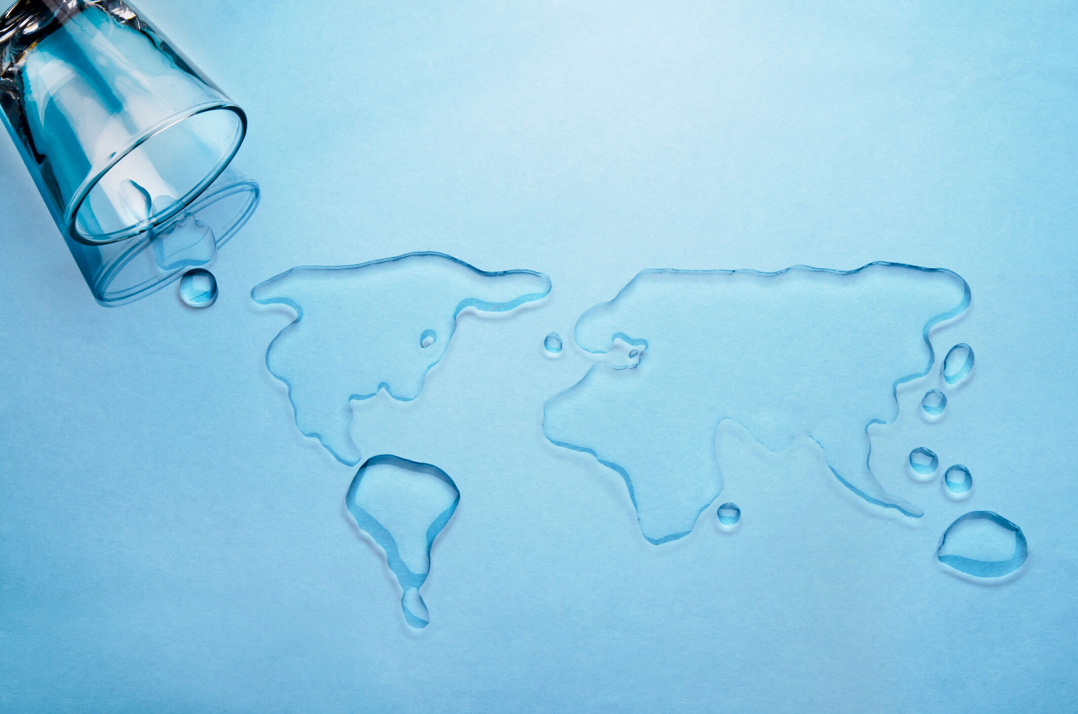 Water spilled in the shape of the continents