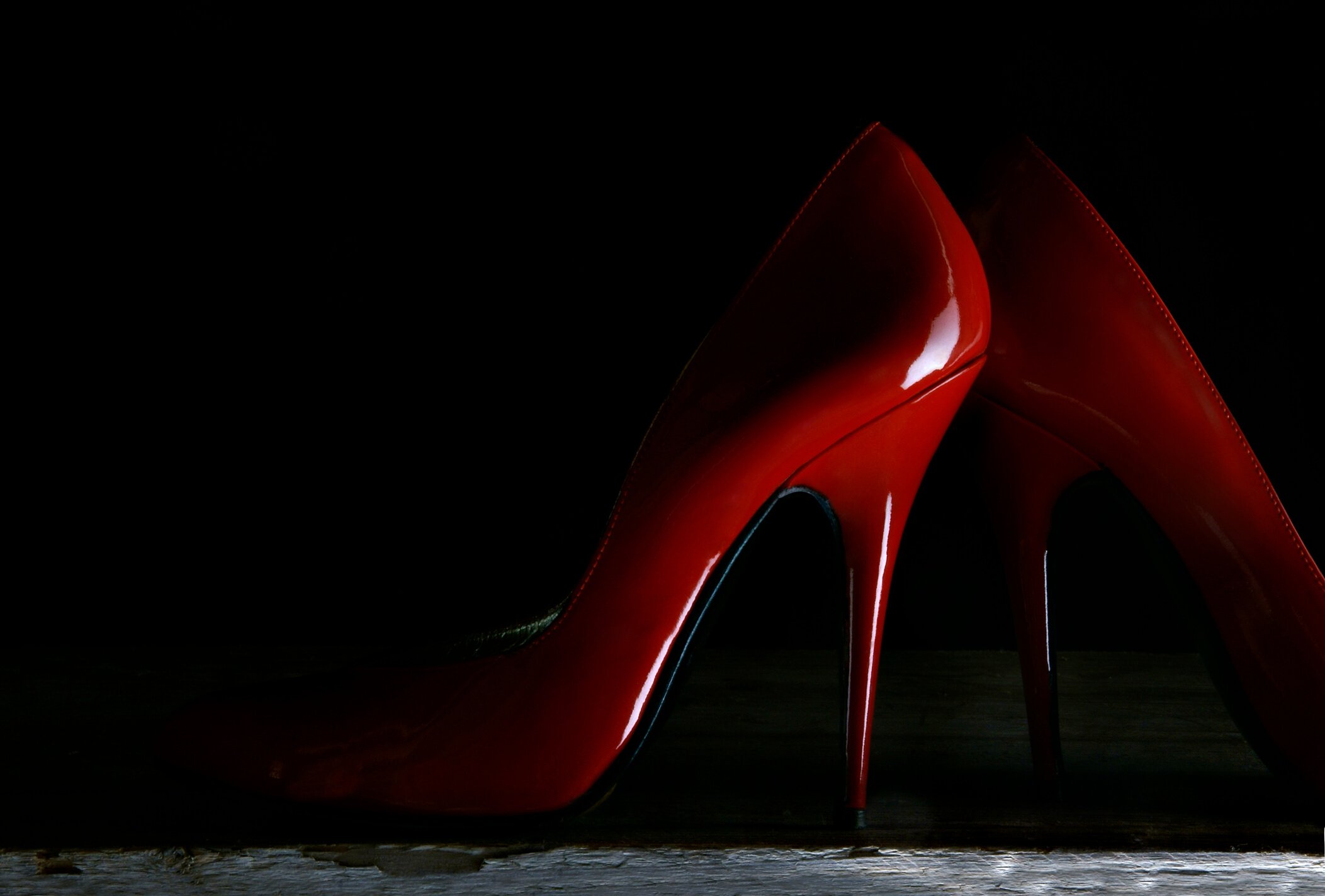 Pair of red stiletto heel shoes