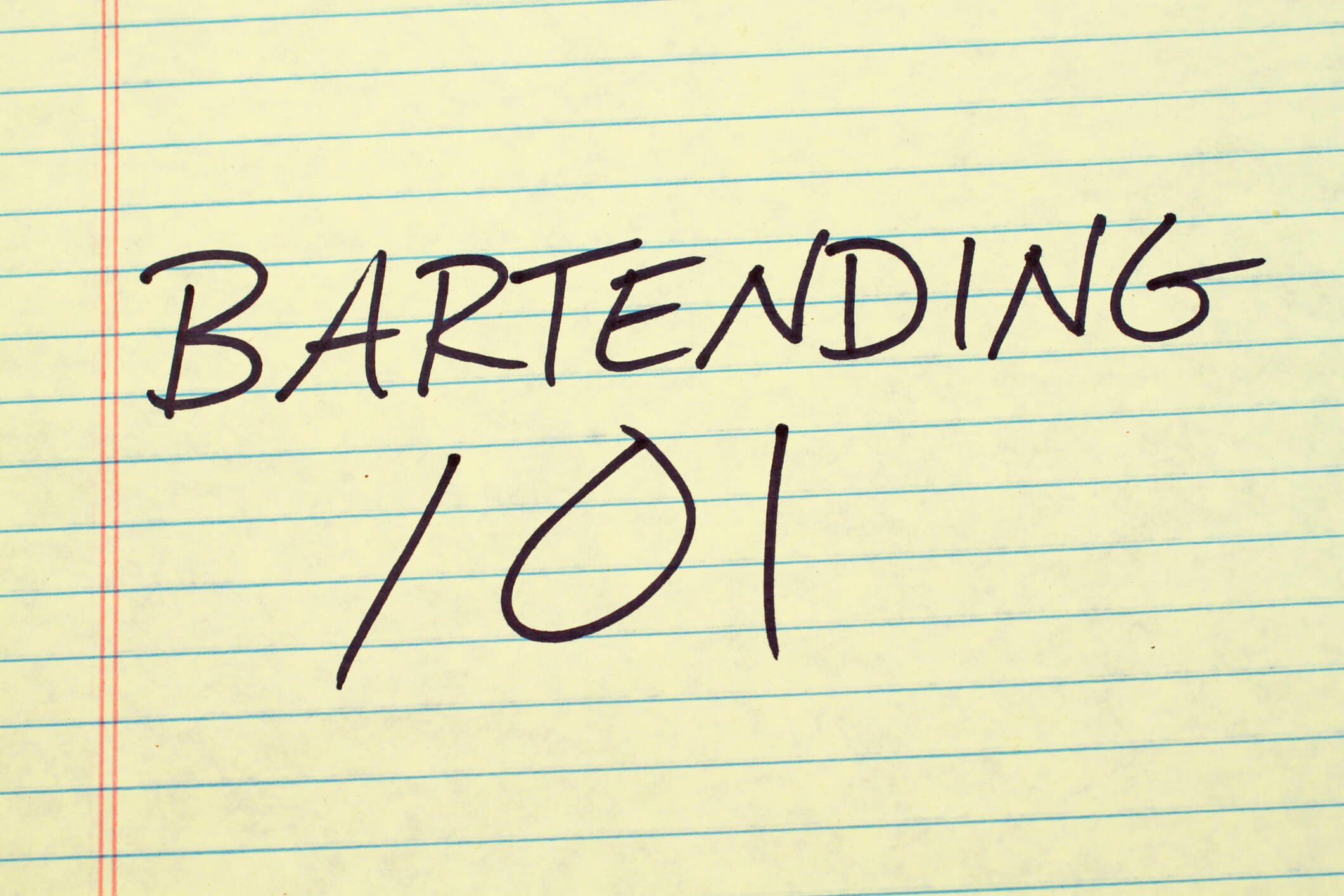 Bartending 101 college ruled paper