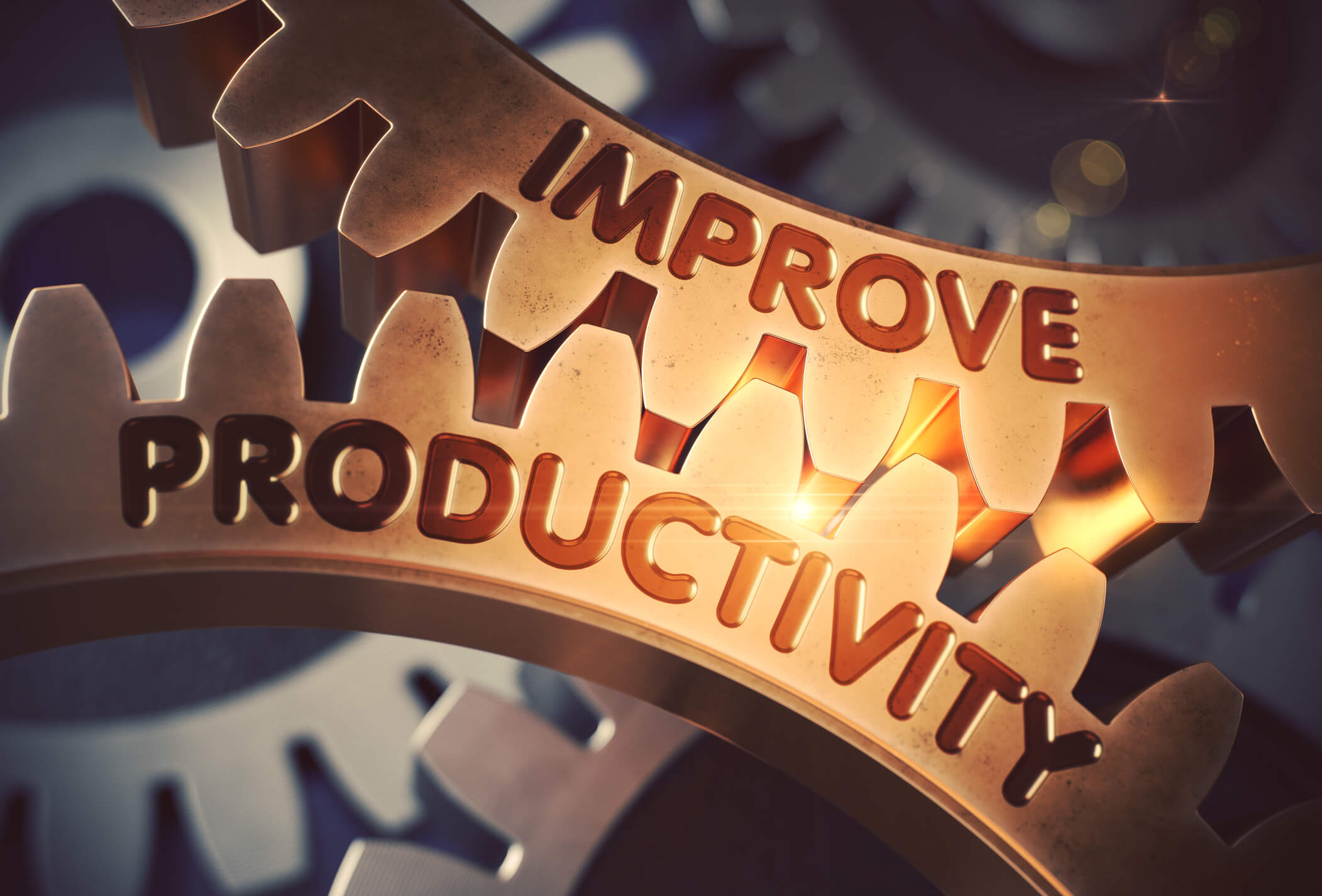 The words improve and productivity on gears