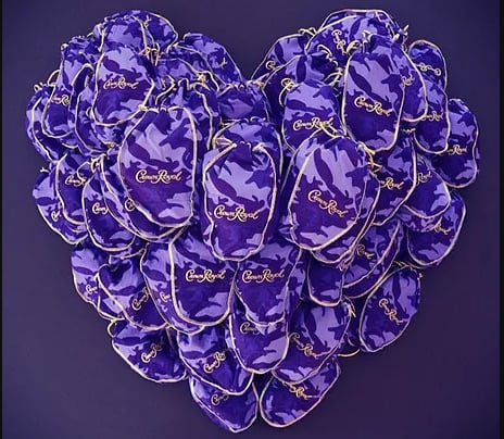 Crown Royal and Packages From Home purple bag heart