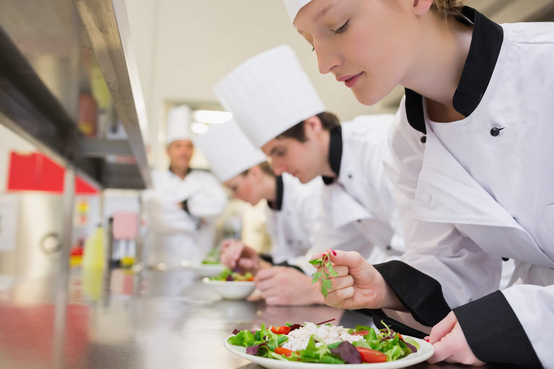 Culinary students preparing food