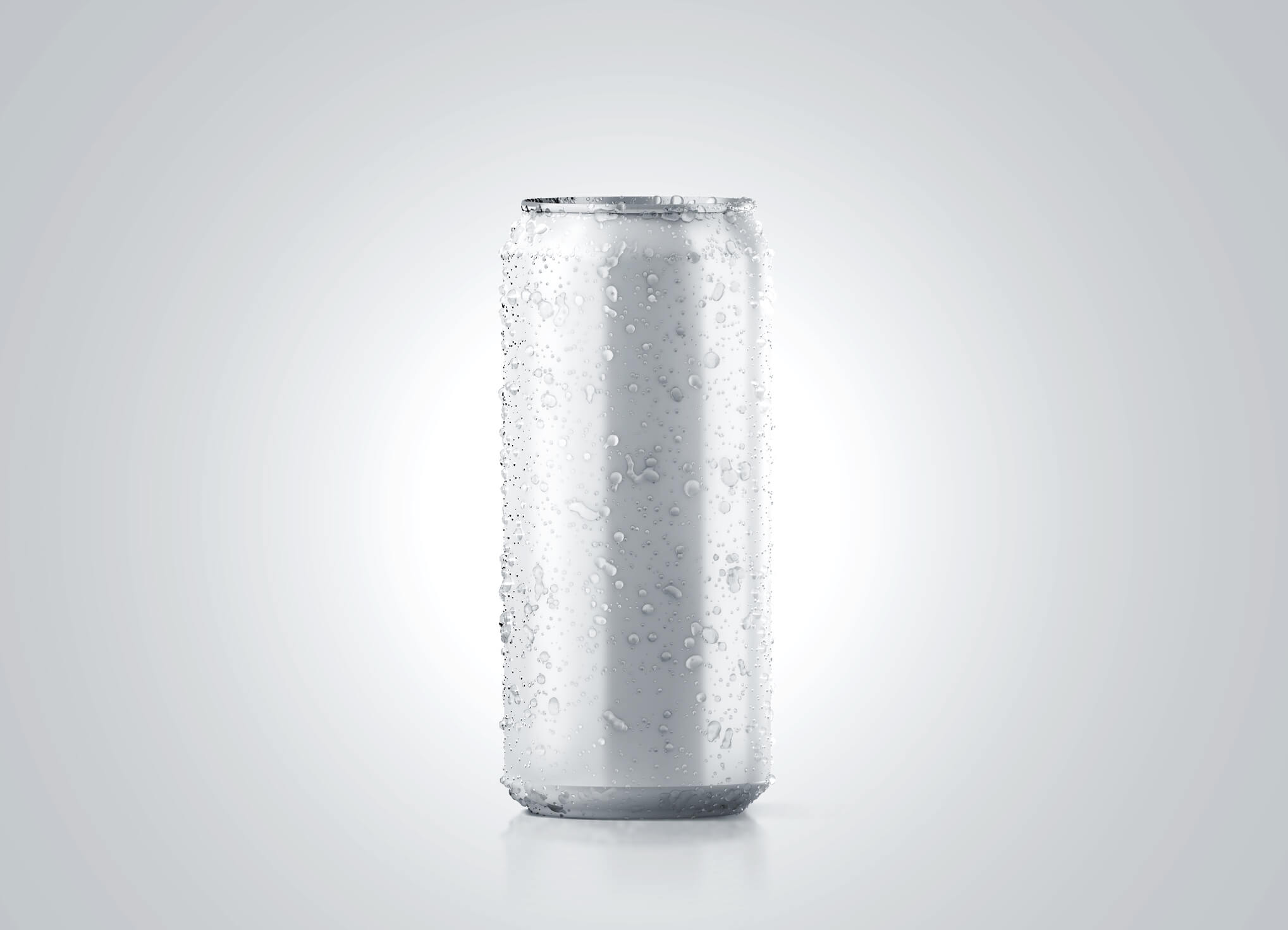 Blank drink can with drops