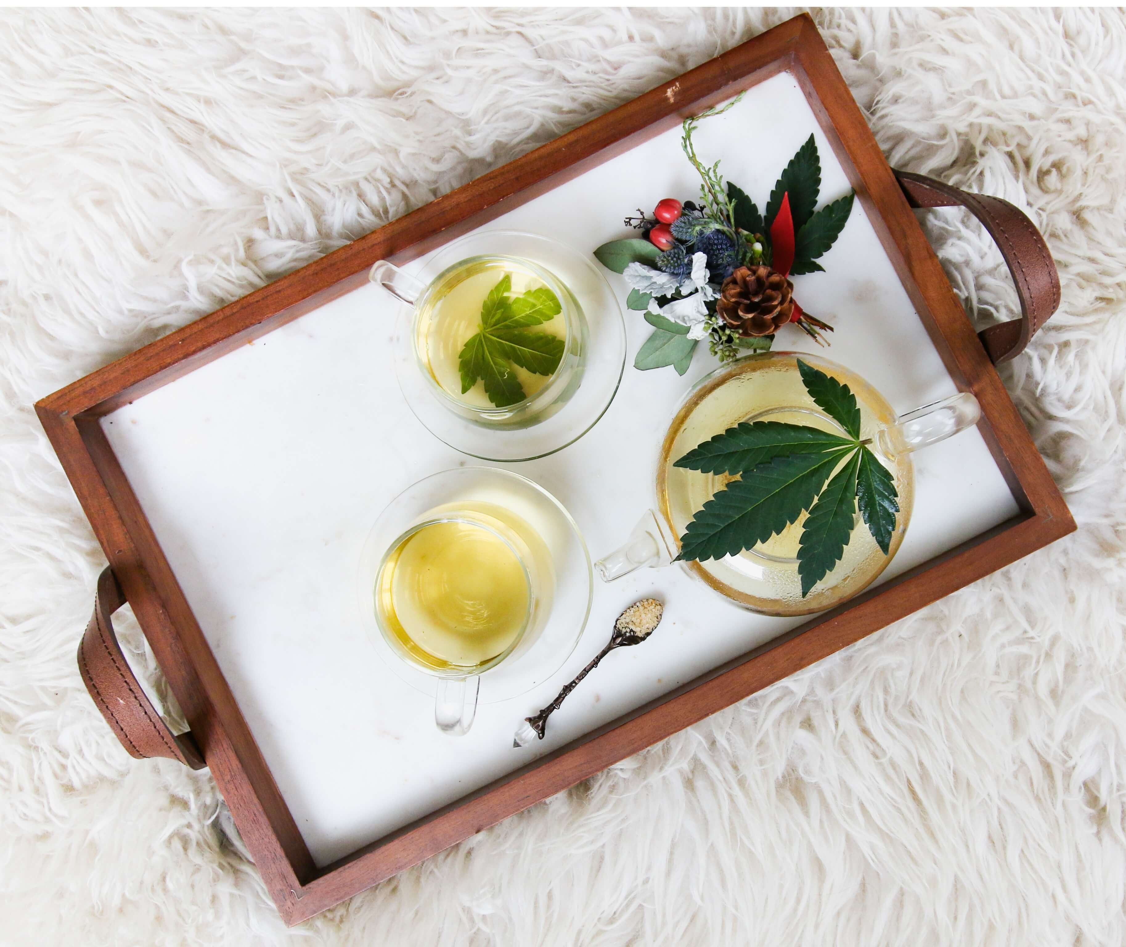 Cannabis cocktails on a tray