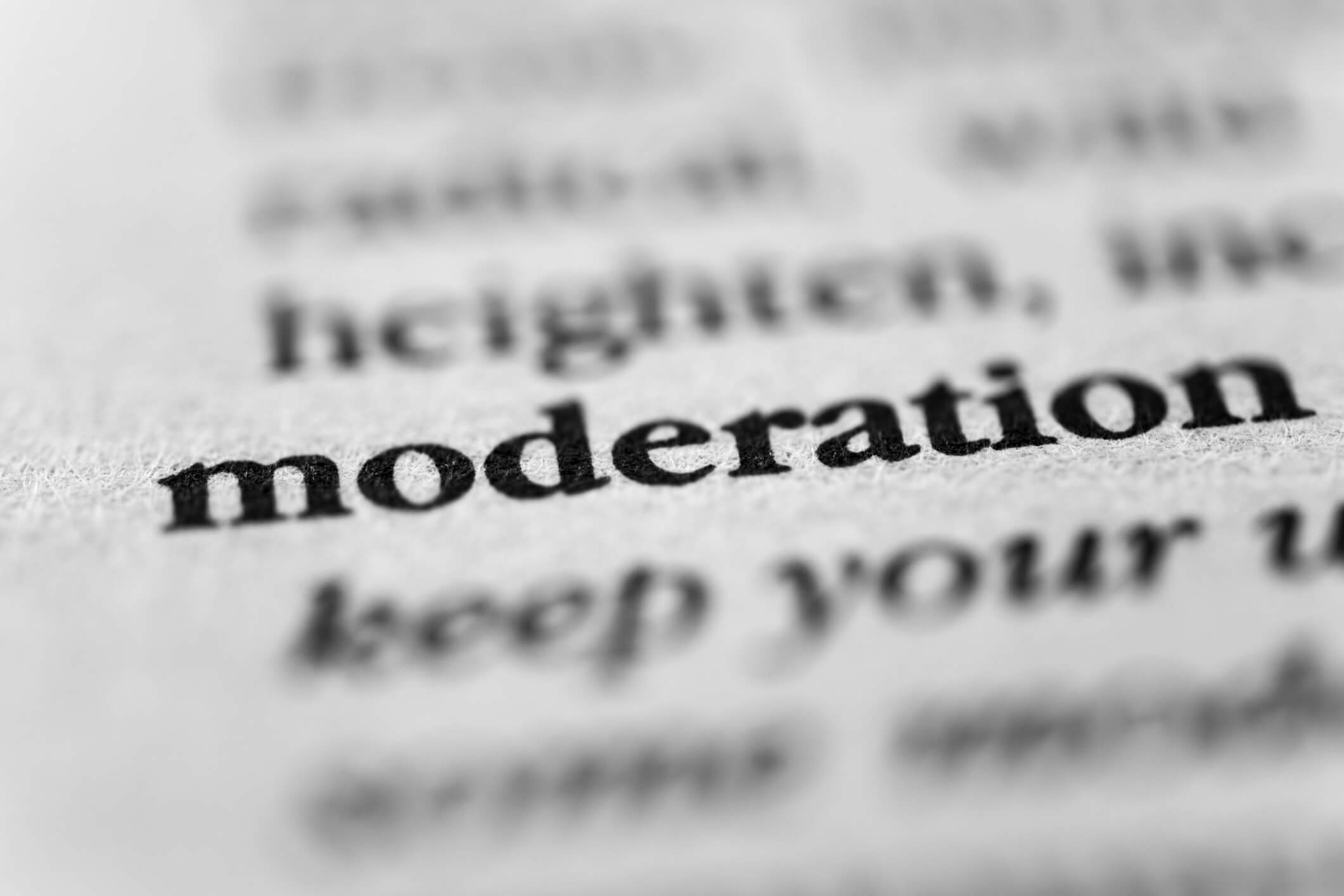 The word moderation in a book