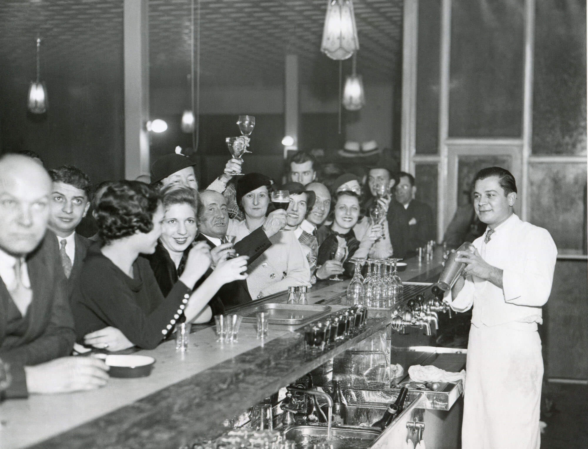 People celebrate Repeal Day at a bar in Philadelphia in December 1933