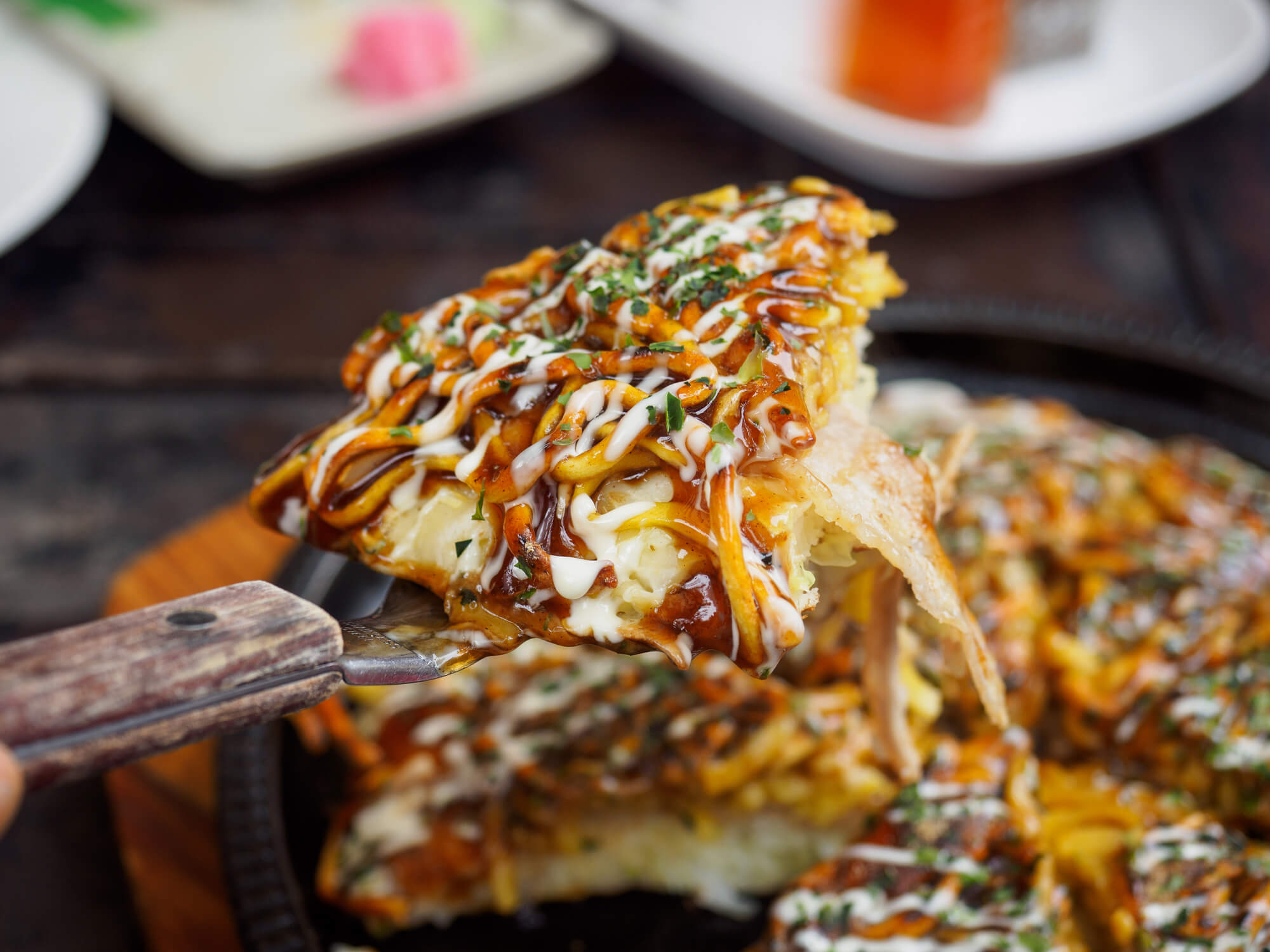 Okonomiyaki Japanese hot plate pizza
