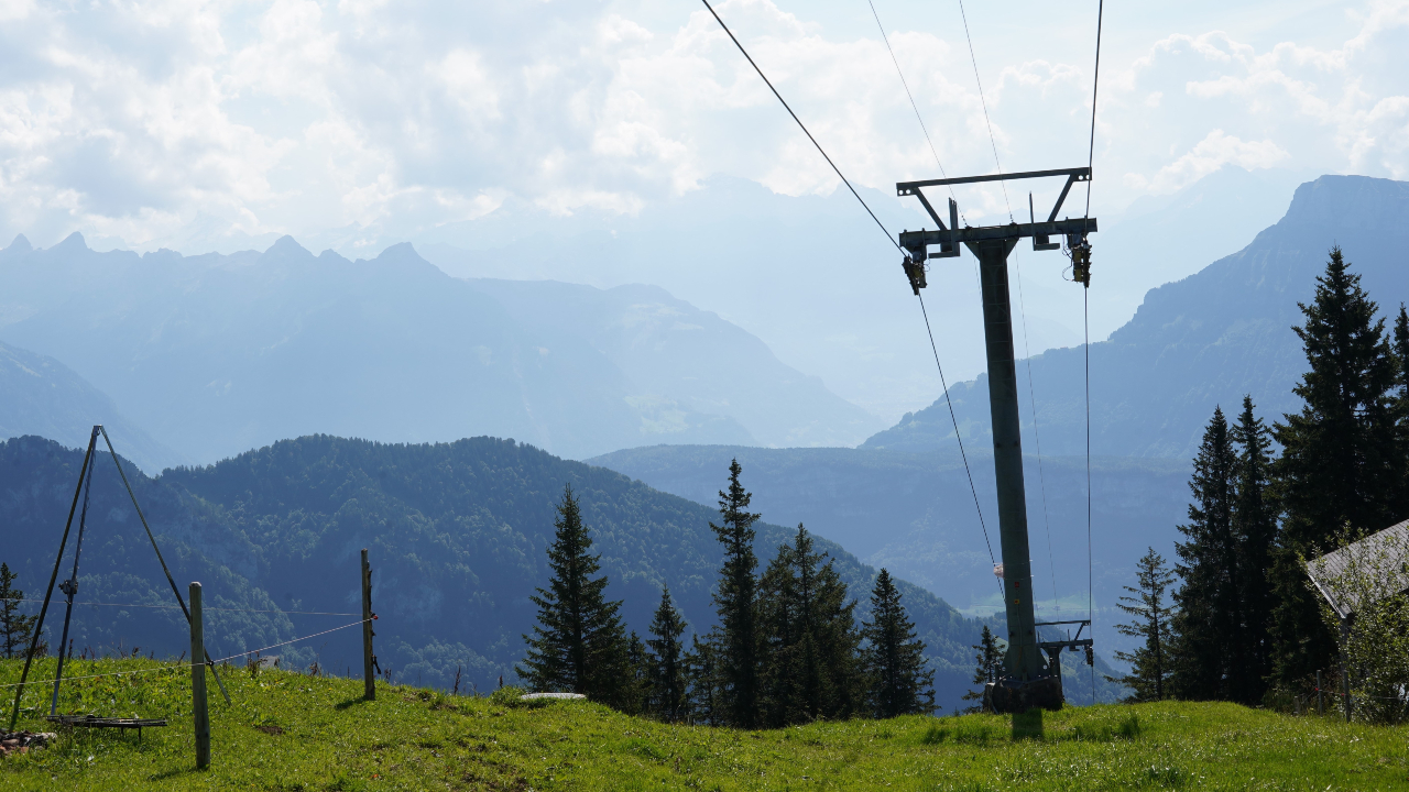Ski lift in summer Region Rigi Kulm in Switzerland