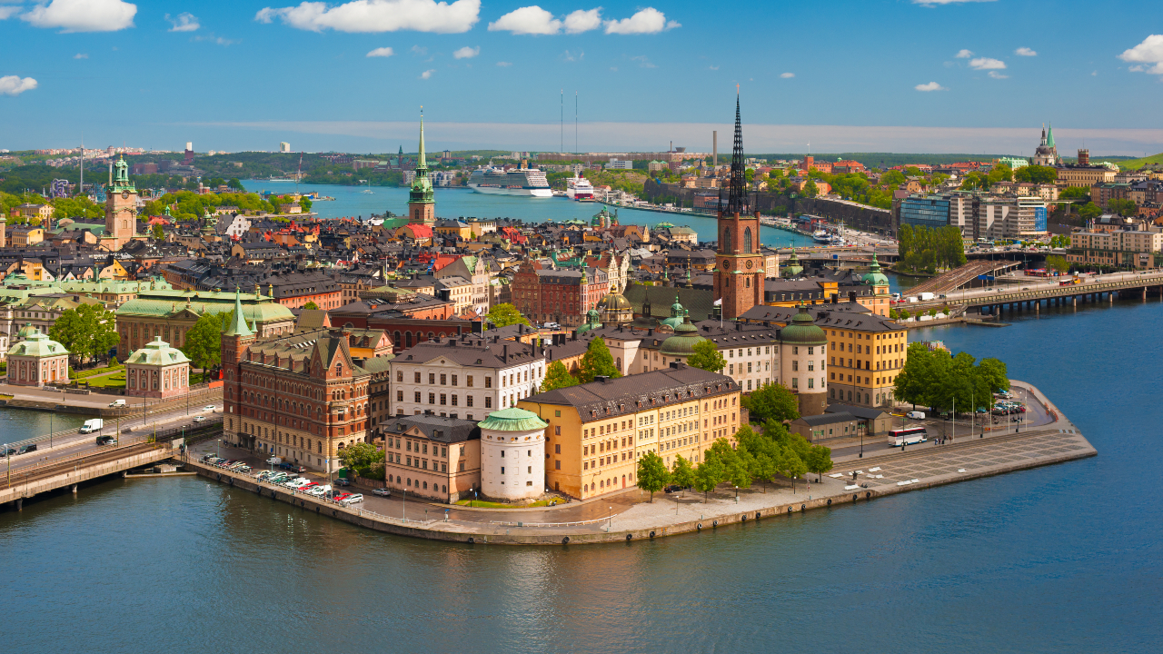An aerial view of Stockholm