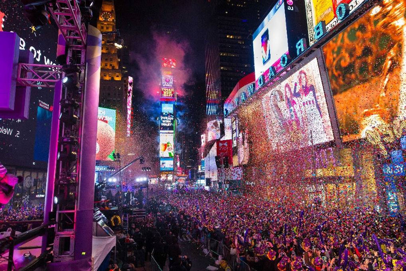 A view of Times Square on New Years Eve