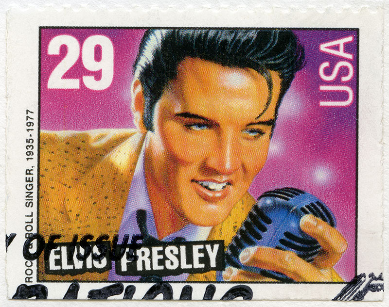 Postage stamp featuring Elvis Presley