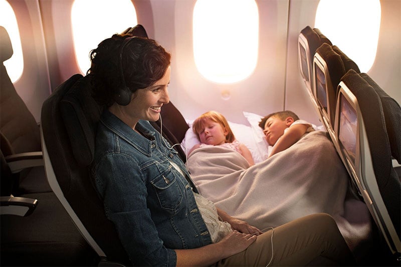 Family in Air New Zealands Economy Skycouch