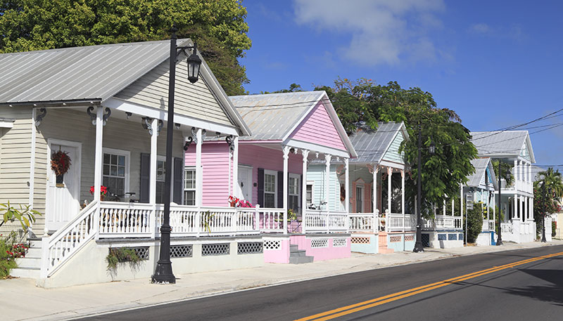 Colorful cottages in Key West Florida