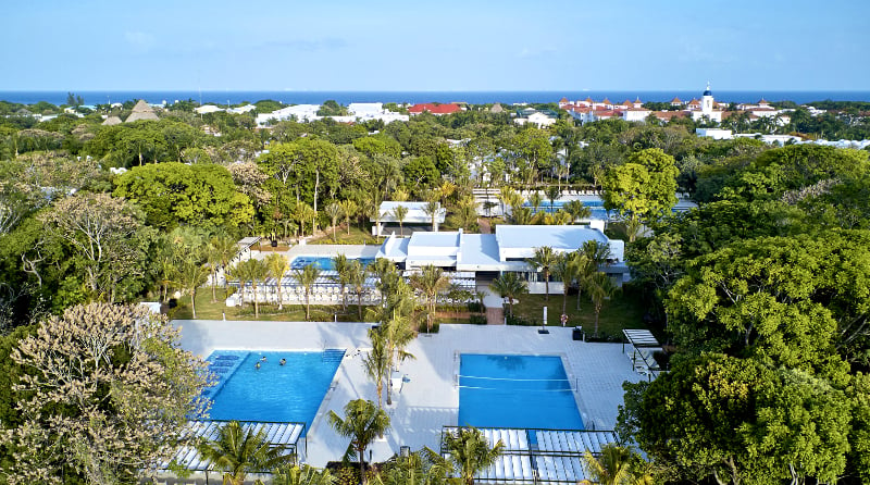 An aerial shot of Riu Tequilas new pools