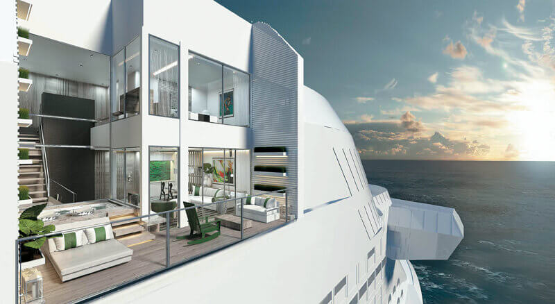 Celebrity Edge a new class of upscale ship for the line will have six two-story luxury villas