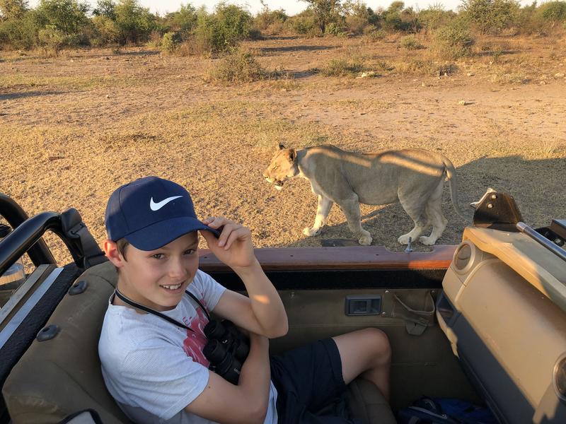kid in safari jeep