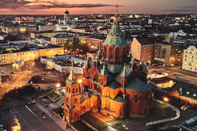 An aerial view of Helsinki