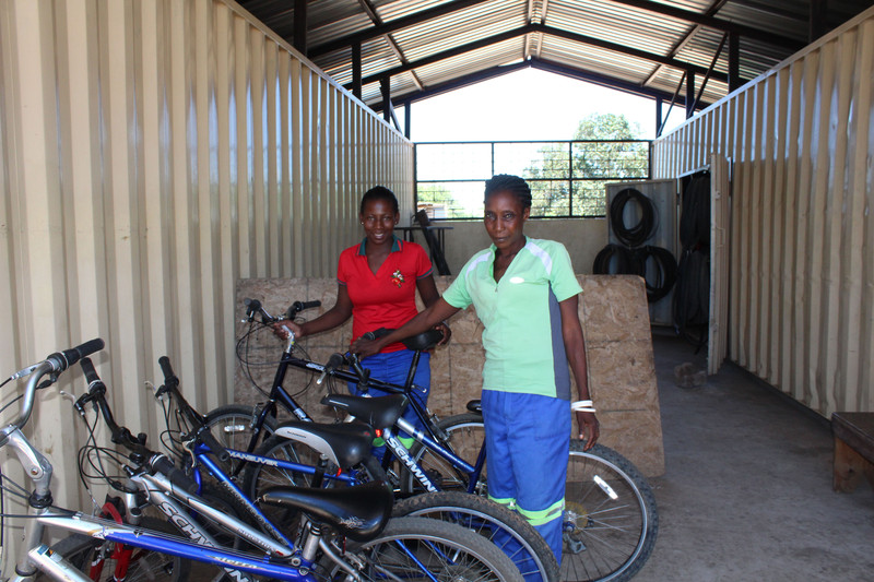 Women in bike shop in Nakatindi Village